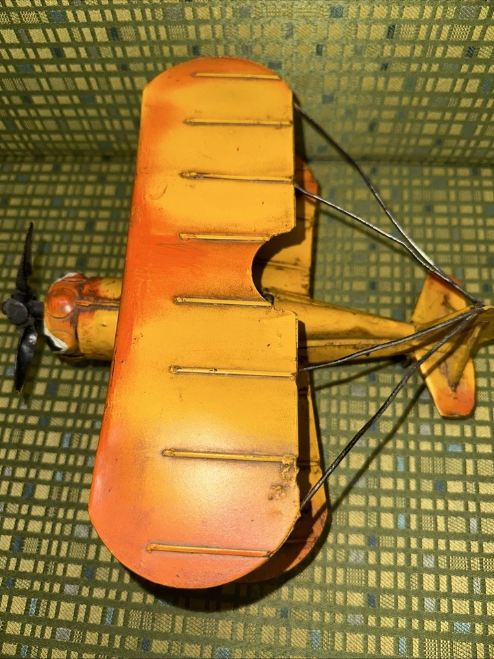 Винтажная металлическая модель самолета - оловянный ретро планер самолета - декор биплана самолета - Изображение 4 из 4