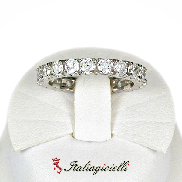 Abbagliante Anello Veretta Brillante in Argento 925 Rodiato Oro Bianco - Immagine 4 di 4