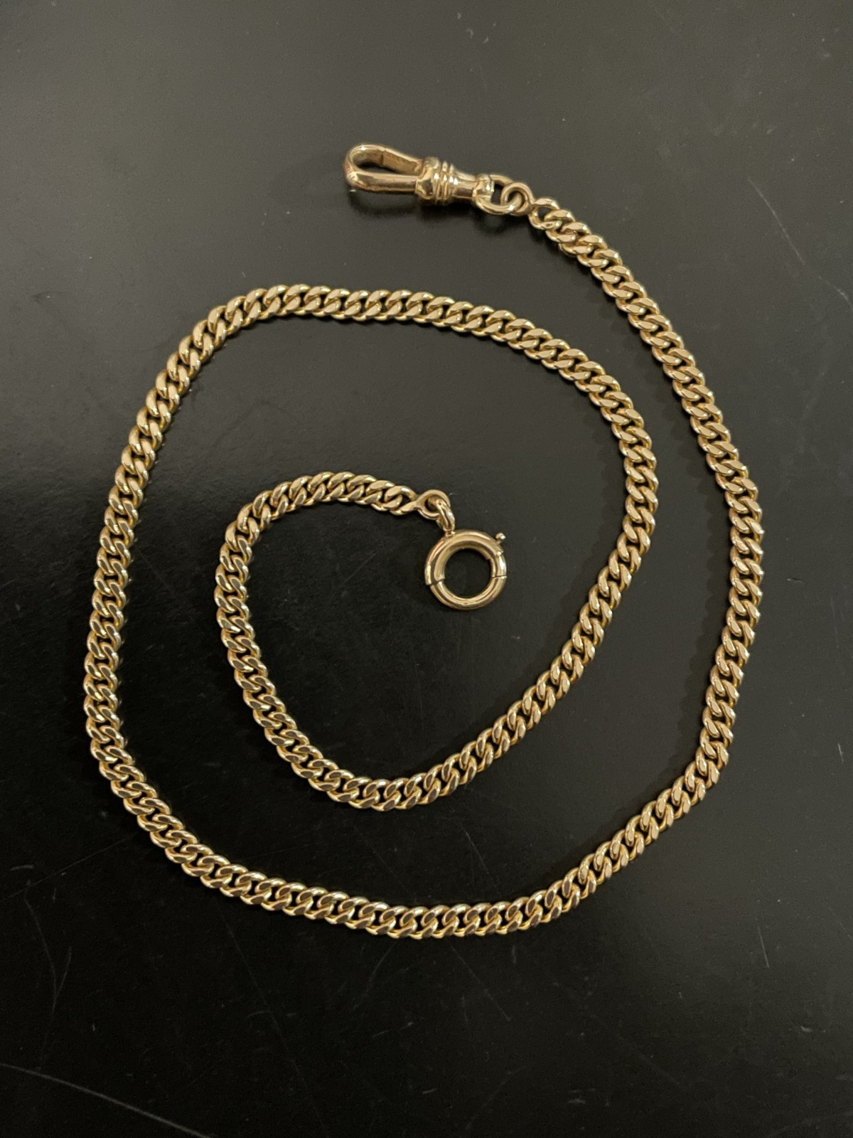 Antique Cowen 1921 14K Yellow Gold 14" Pocket Watch Chain 13 Grams - Exc!