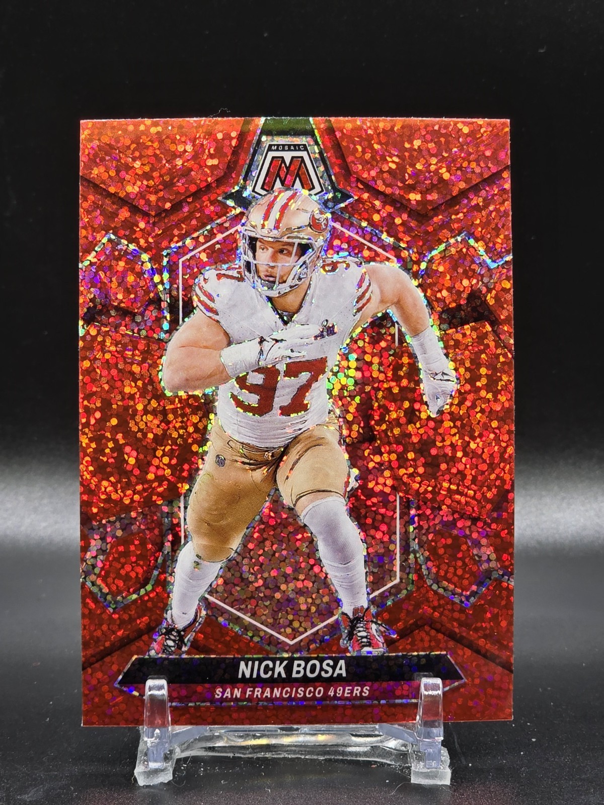 2024 Panini Mosaic Red Sparkle Nick Bosa #195