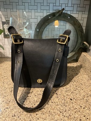 Coach Vintage Stewardess Bag Glovetanned Leather 9525 NYC Black | eBay