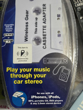Wireless Gear Audio Player Cassette Adapter, Wired 3.5mm, White, for Cassettes
