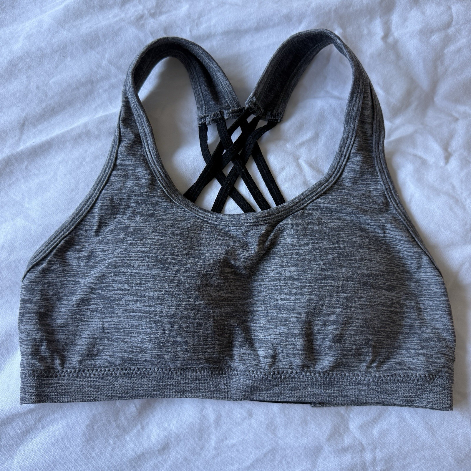 Gray Black Crossback Pullover Wireless Sports Bra… - image 1