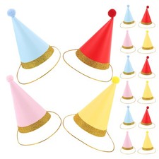 16pcs Dog Birthday Hat: Cute Cat Party Hat With Mini Pom Poms - For Pets