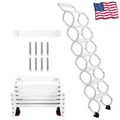 7 Steps Wall Mounted Folding Ladder Attic Ladder Pull Down Telescopic Stairs