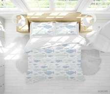 3D Fish Abstract Blue Pattern Quilt Cover Set Duvet Cover Bedding Pillowcases