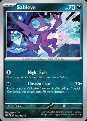 Pokemon Sableye (136/303) Paldea Evolved LP REVERSE HOLO