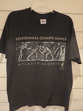 Vintage 1996 Atlanta Olympics Centennial Olympic Games Black T-Shirt Hanes Large
