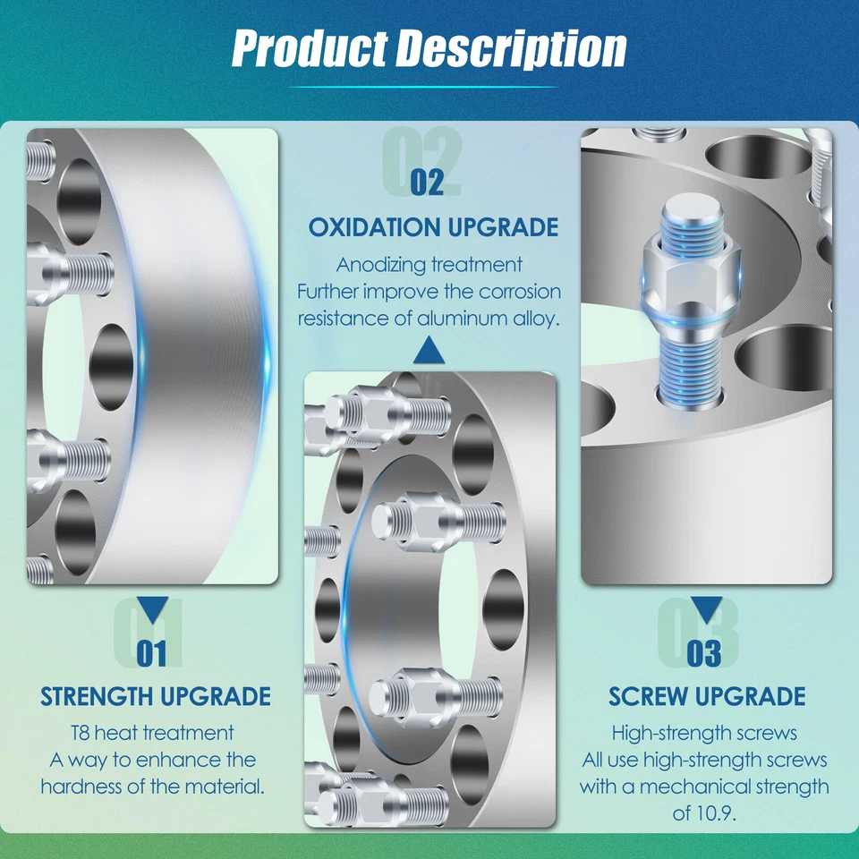 2 piezas espaciadores de rueda 2" 8x6,5 14x1,5 para GMC Sierra Chevy Silverado 2500 HD 3500 HD Foto 3 de 4