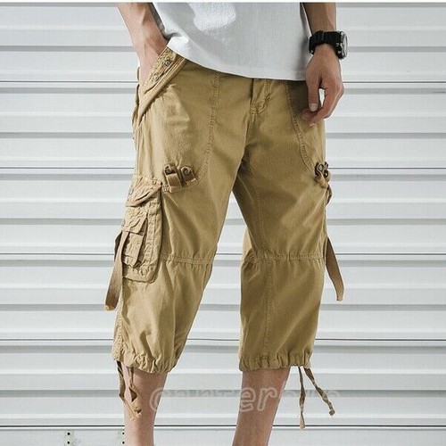 Men Cargo Shorts Capri Short Pants 