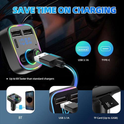 Handsfree Bluetooth FM Transmitter Car Kit Radio MP3 Adapter' Charger L0E1 - Picture 1 of 11