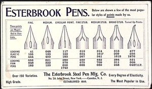 1920s Popular Points Esterbrook Steel Pen Mfg Co CAMDEN NJ Ink Blotter