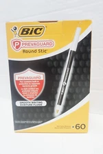 BIC PrevaGuard Round Stic Ballpoint Pen Medium Point Black Ink 60/Pack