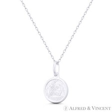 Children's Baptism Christening Medal Solid 925 Sterling Silver Religious Pendant