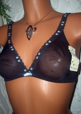 Vintage Maidenform sexy Nylon Spitzen BH 70-80 A schwarz Pin Up Bra NEU  (as14)