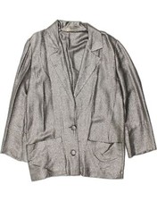 Luisa Spagnoli Womens 2 Button Blazer Jacket It 42 Medium Silver Viscose Bv96