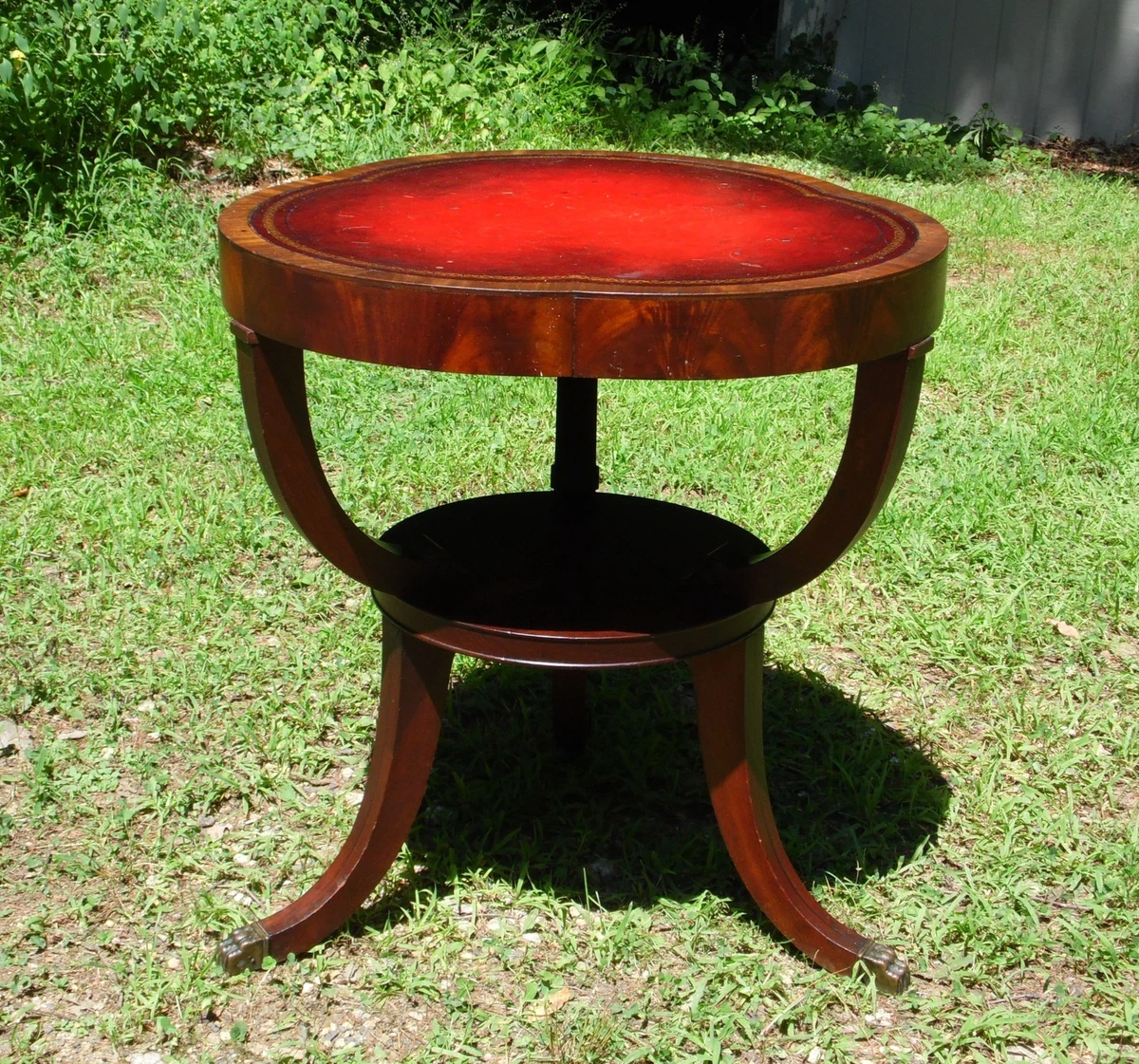 ダークレッドテーブル Red Leather Antique Tables for sale | eBay
