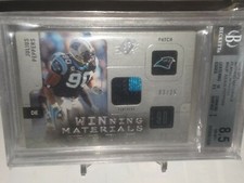 SPx Julius Peppers BGS 8.5 Winning Materials PLATINUM JSY NAMEPLATE PATCH /25