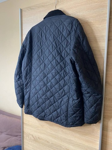 BARBOUR Mens Jacket Akenside model Navy Blue Quilted coat popper fasten size XL - Picture 2 of 7