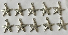 10 VERY NICE SILVER METAL STARFISH CHARMS 3/4 x 3/4 215