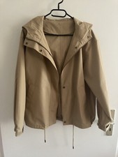 Muji Jacket Water Resistant Hooded Beige Tan M Drawstring Trench Style