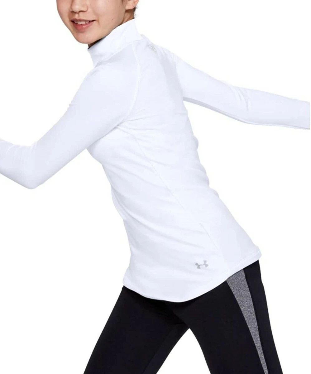 Under Armour Kid's Girl's White Cold Gear Mock-Neck Long-Sleeve Top Size  YLG/G