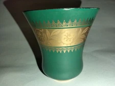 RW RUDOLF WACHTER BAVARIA PORCELAIN CUP GREEN & GOLD GERMANY RARE
