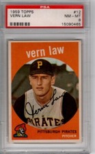 1959 Topps   #12 Vern Law  PSA 8 complete set being listed