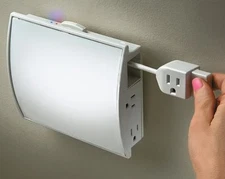 XTENDACORD Thin wall mount 6 side outlets w 6 ft. Pull Out-cord, c breaker: SALE