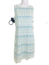 Eliza J Womens Size 10 Sleeveless Lace Shift Dress Back Zipper Lined Azure