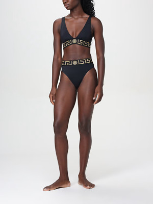 Versace Greca Logo Women's Two Piece Black Swimsuit