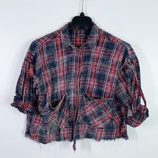 Zara plaid distressed button down shirt size medium