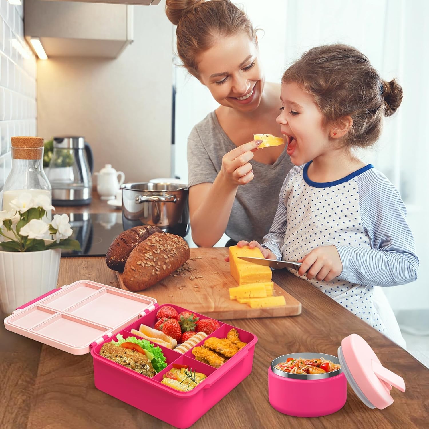 Containers with 4 Compartment, Kids Thermo Insulated Hot Food Jar for School, 