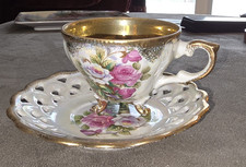 Royal Ashley Fine China Floral Gold Trim Tea Cup & Saucer Set
