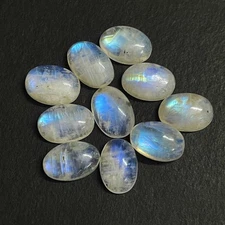 Natural Rainbow Moonstone Oval Cabochon Gemstone Lot 21 Pcs 9x13 MM 110 CT