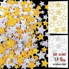 Foam Star Stickers Gems Stick On Set, Gold Silver Glitter Gold Silver Star