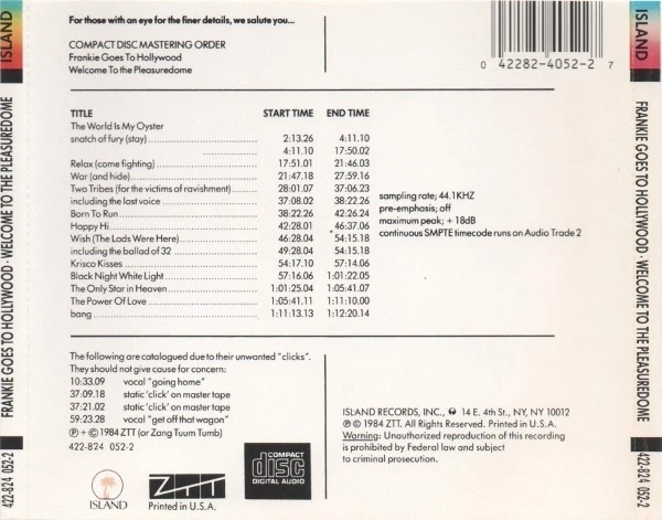 1 CENT CD Frankie Goes To Hollywood – Welcome To The Pleasuredome Foto 2 de 2