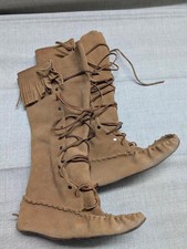 vintage MOCCASINS handcraftred 8 suede leather NATIVE AMERICAN trading post