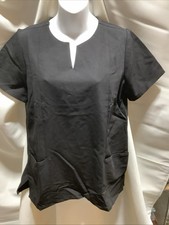 Mandala Scrubs Women Notch Neck Top Size Small Color Black NWNT