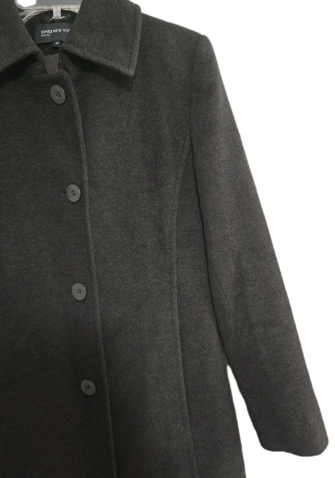 Abrigo para mujer Jones New York Petite talla 4P marrón oscuro mezcla lana abrigo Foto 4 de 4