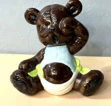 Vtg ‘87 Kimble Mold Ceramic Sleepy Baby Brown Teddy Bear Figure 7.5” T
