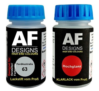 Lackstift für FordAustralia 63 Stardust Silver Ash Metallic + Klarlack je 50ml A