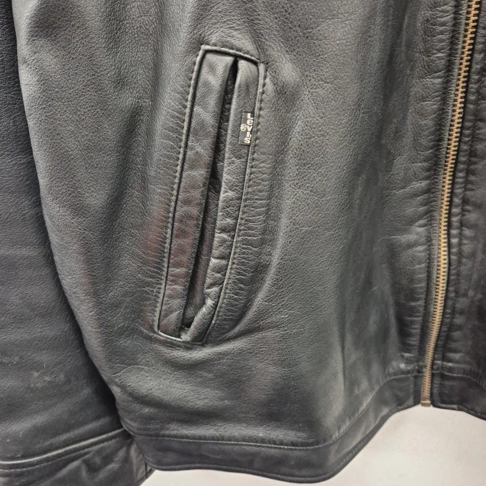 Chaqueta Bomber Café Racer Levi's Vintage Edición Limitada Cuero Negro Talla XL Foto 4 de 4