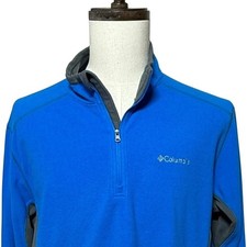 Columbia 1/4 Zip Pullover Sweatshirt Mens Large Blue Gray Fleece Sweater