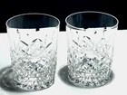 2 VINTAGE WATERFORD CRYSTAL LISMORE DOUBLE OLD FASHIONED TUMBLER GLASSES