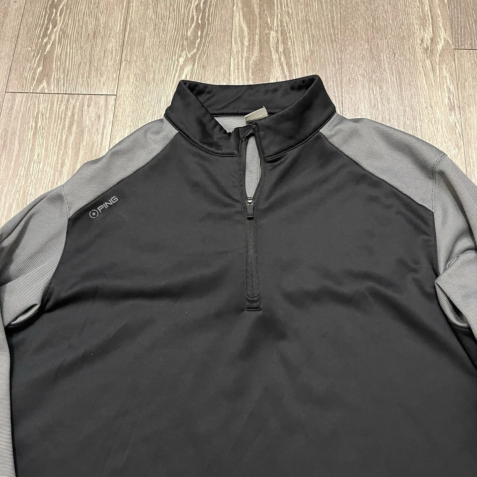 Мужской пуловер Ping очень большой черный серый куртка на молнии 1/4 для гольфа для взрослых - Изображение 3 из 4