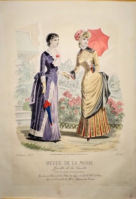 Elegant Ladies Fashion 1882 Vintage Retro Engraved Graphic Paris Art Fashion ...