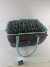 Scrap Paper Scissors Craft Tote Bag Med Organizer Blue Brown Storage Caddy