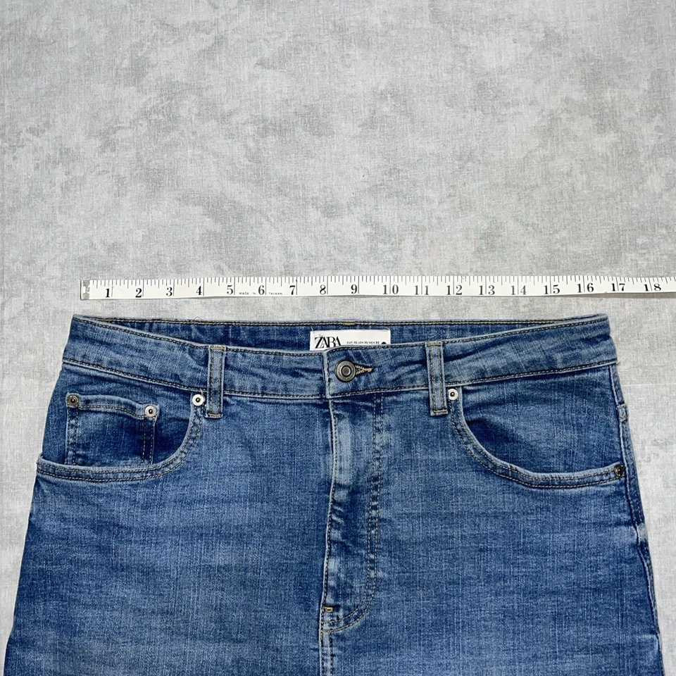 Maxi Falda Vaquera Zara Para Mujer XL Azul Jean Falda Deshilachada Dobladillo Liberado Dividido Y2K Foto 4 de 4