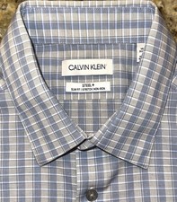Calvin Klein Men  s Steel Slim Fit Non-Iron Stretch L/S Shirt Size L 16.5x32/33
